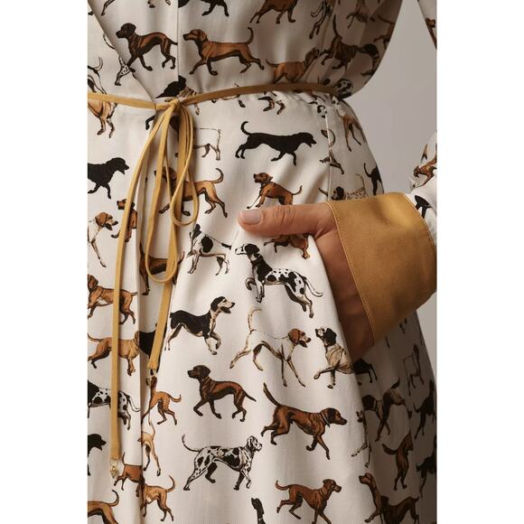 nwt ANTHROPOLOGIE MAEVE sz 1X Long-Sleeve Dogs Print Wrap Dress - Picture 3 of 5